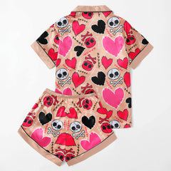 Chic and stylish women's pajama set with unique design prints and statement sleeves, Soft and luxurious fabrics make this pajama set perfect for bedtime or lounging at home.