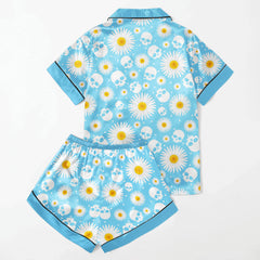 Chic and stylish women's pajama set with unique design prints and statement sleeves, Soft and luxurious fabrics make this pajama set perfect for bedtime or lounging at home.