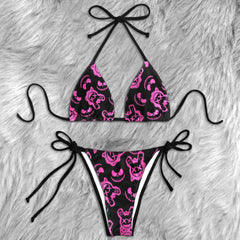 Gothic Punk Bunny Skull Micro Triangle Bikini Swimsuit