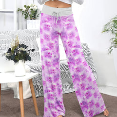 Pink Skull Cloud Pattern Women's High-waisted Wide Leg Pants