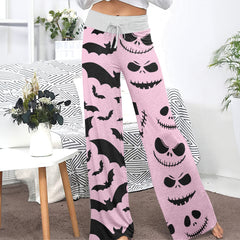 Blush & Bats Pattern Women's High-waisted Wide Leg Pants