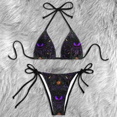 Gothic Halloween Damask Pattern Micro Triangle Bikini Swimsuit