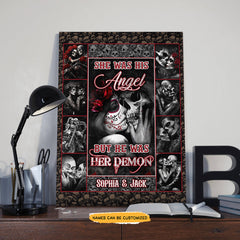 Angel Demon Couple Skull - Gothic Custom Personalized Canvas Anniversary Gift