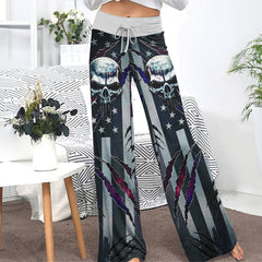 Metal Scary Skull Art Women's High-waisted Wide Leg Pants | Wonder Skull