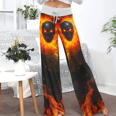 Chained Fury Skull Women's High-waisted Wide Leg Pants