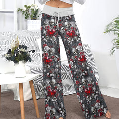 Skull Royal Pattern Women's High-waisted Wide Leg Pants