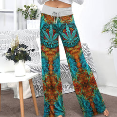 Abstract Leaf Artwork Women's High-waisted Wide Leg Pants
