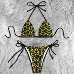 Abstract Geometric Skull Micro Triangle Bikini Swimsuit