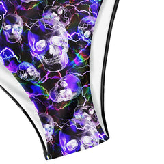 Violet Thunder Skull Pattern Micro Triangle Bikini Swimsuit - Wonder Skull