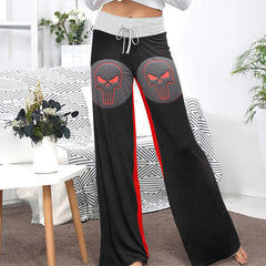 Crimson Gaze Skull Women's High-waisted Wide Leg Pants