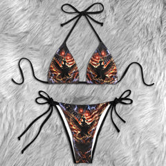 Gothic Freedom Rider Art Micro Triangle Bikini Swimsuit