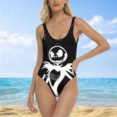 One Piece Bikini Skeleton Hearts Forever Print Swimwear