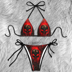 Shadow Skull Splatter Micro Triangle Bikini Swimsuit