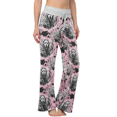 Dark Scary Art Theme Women's High-waisted Wide Leg Pants | Wonder Skull
