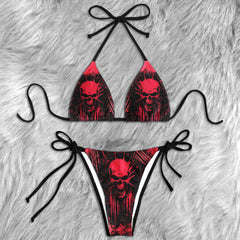 Dark Grunge Grime Skull Micro Triangle Bikini Swimsuit