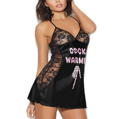 Funny Skull Black Lace Sleepwears Babydol Dresses - Wonder Skull