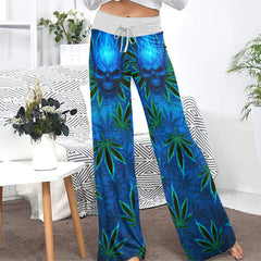 Flaming Skull Leaf Women's High-waisted Wide Leg Pants