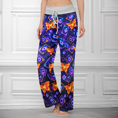 Neon Ethereal Butterfly Gamble Women's High-waisted Wide Leg Pants