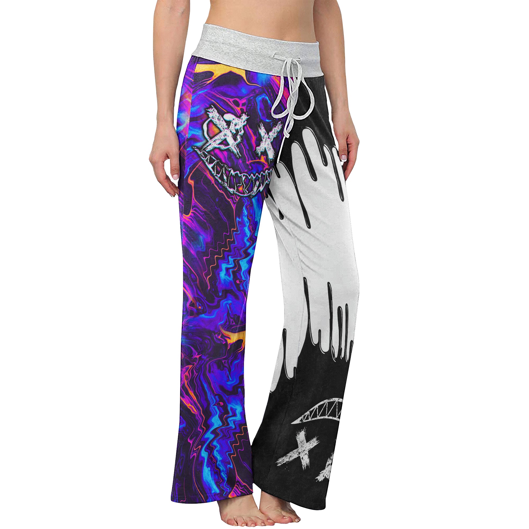 Psycho Melting Psychedelic Women's High-waisted Wide Leg Pants | Wonder Skull