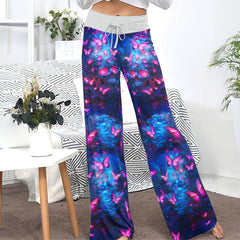 Neon Skull Butterfly Women's High-waisted Wide Leg Pants