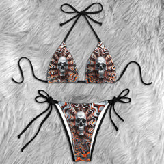 Metallic Vortex Skull Micro Triangle Bikini Swimsuit
