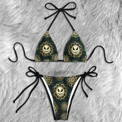 Golden Mandala Skull Micro Triangle Bikini Swimsuit
