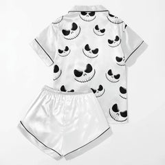 Black & White Art Women's Pajama Sets Top Sleeve & Short Bottom