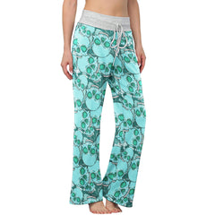 Cyan Baby Skull Women's High-waisted Wide Leg Pants | Wonder Skull