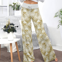 Skull Rose Garden Grace Women's High-waisted Wide Leg Pants