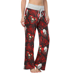 Skull Dark Gothic Women's High-waisted Wide Leg Pants | Wonder Skull