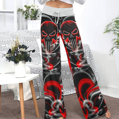 Abstract Swirl Skull Women's High-waisted Wide Leg Pants