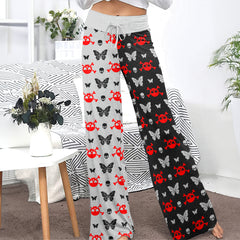 Dark Symmetry Crimson Flutter Women's High-waisted Wide Leg Pants