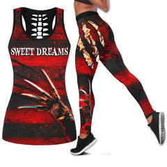 Unique horror-themed fashion ensemble: tanktop and leggings