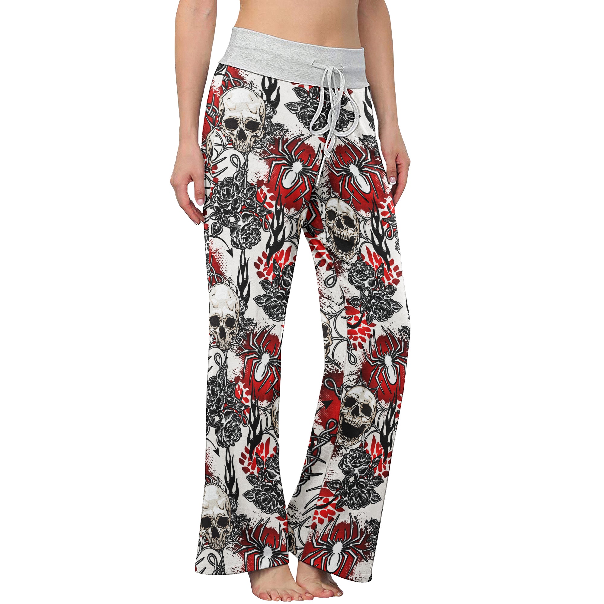 Skull Art Gothic Women's High-waisted Wide Leg Pants | Wonder Skull
