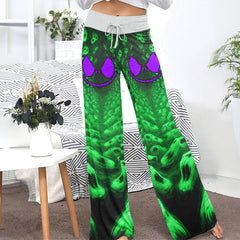 Infinite Neon Skull Art Women's High-waisted Wide Leg Pants
