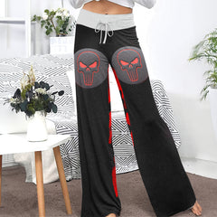 Red Camo Skull Medallion Women's High-waisted Wide Leg Pants