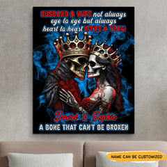 Husband & Wife - Custom Personalized Names Gothic Skull And Roses Canvas