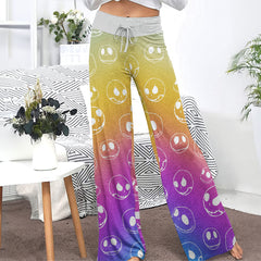 Pastel Nigthmare Pattern Women's High-waisted Wide Leg Pants