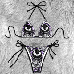 Grayscale Roses & Grins Micro Triangle Bikini Swimsuit