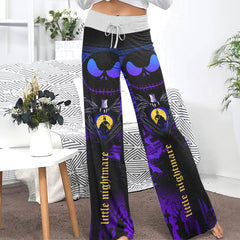 Purple Night Moon Women's High-waisted Wide Leg Pants