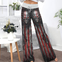Iron Grit Liberty Skull Women's High-waisted Wide Leg Pants