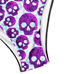 Pastel Violet Blue Skull Pattern Micro Triangle Bikini Swimsuit - Wonder Skull