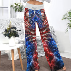 Gothic American Flag Art Women's High-waisted Wide Leg Pants