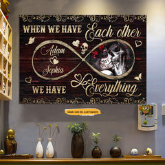 When We Have - Gothic Skull Rose Custom Personalized Canvas Anniversary Gift