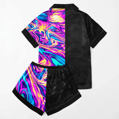 Holographic Women's Pajama Sets Top Sleeve & Short Bottom