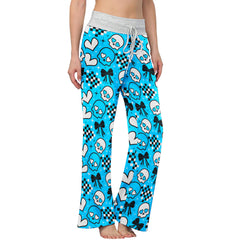 Blue Skull Love Women's High-waisted Wide Leg Pants | Wonder Skull