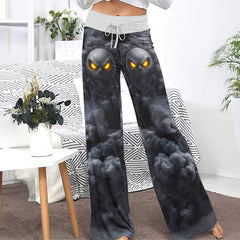 Shadow Grin Skull Women's High-waisted Wide Leg Pants