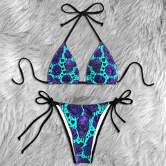 Galaxy Bloomed Skull Micro Triangle Bikini Swimsuit