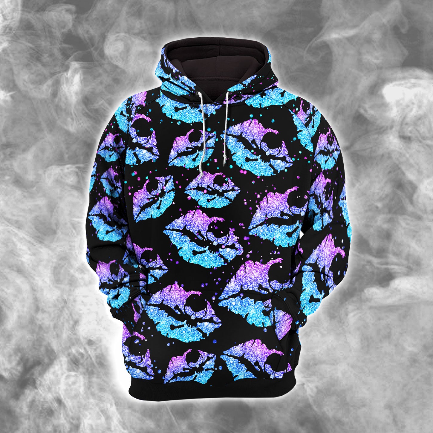 Gradient Twinkle Lip Skull Combo Hoodie and Leggings - Dark and edgy matching set with skull designs for a unique and stylish look.