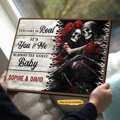 Love Is Real - Custom Personalized Names Gothic Skull And Roses Canvas